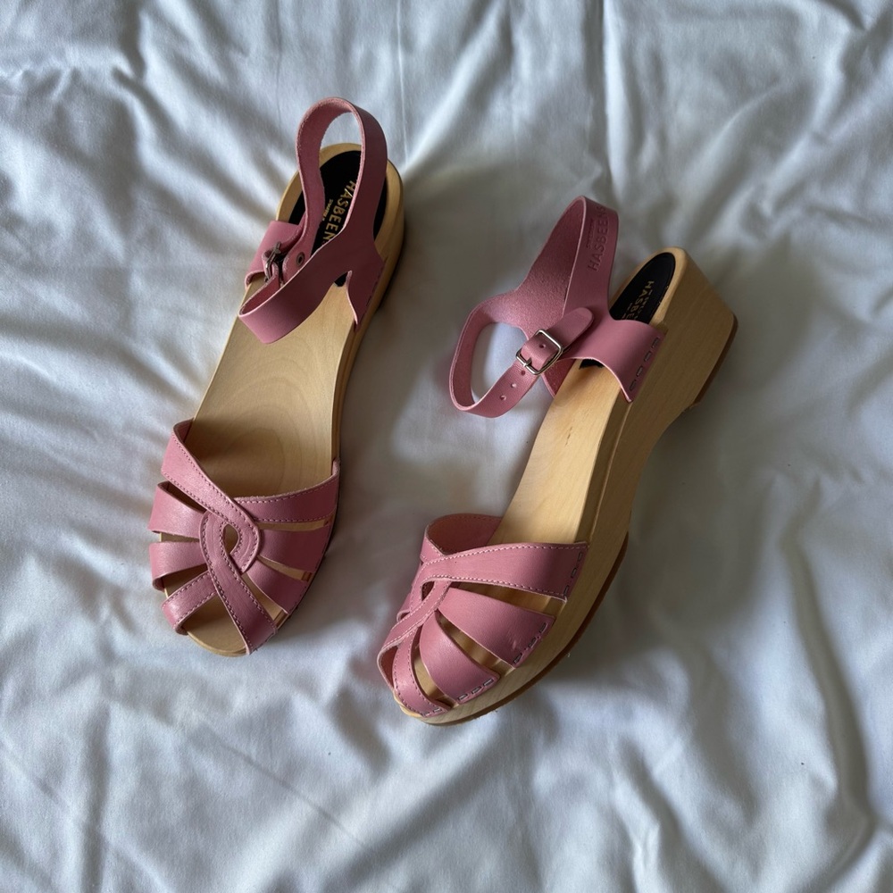 Swedish Hasbeens Pink Cross Strap Debutant Sandal - Picture 3 of 6